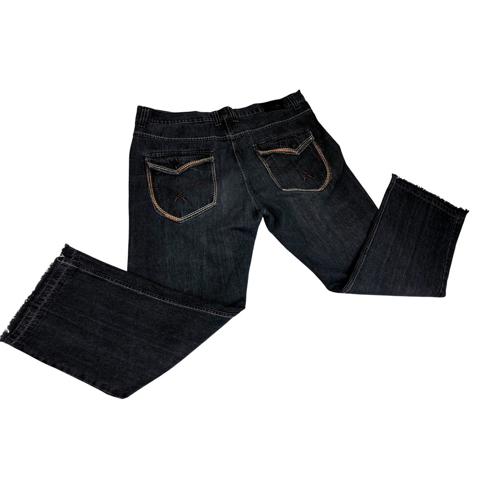 NBN Gear Mens‎ 46x32 Dark Blue Relaxed Wide Leg Raw Hem Denim Jeans Big and Tall - Picture 2 of 12